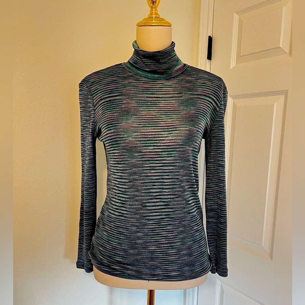 MISSONI Vintage 90s Striped Turtleneck Sweater Size Medium US 6 IT 42